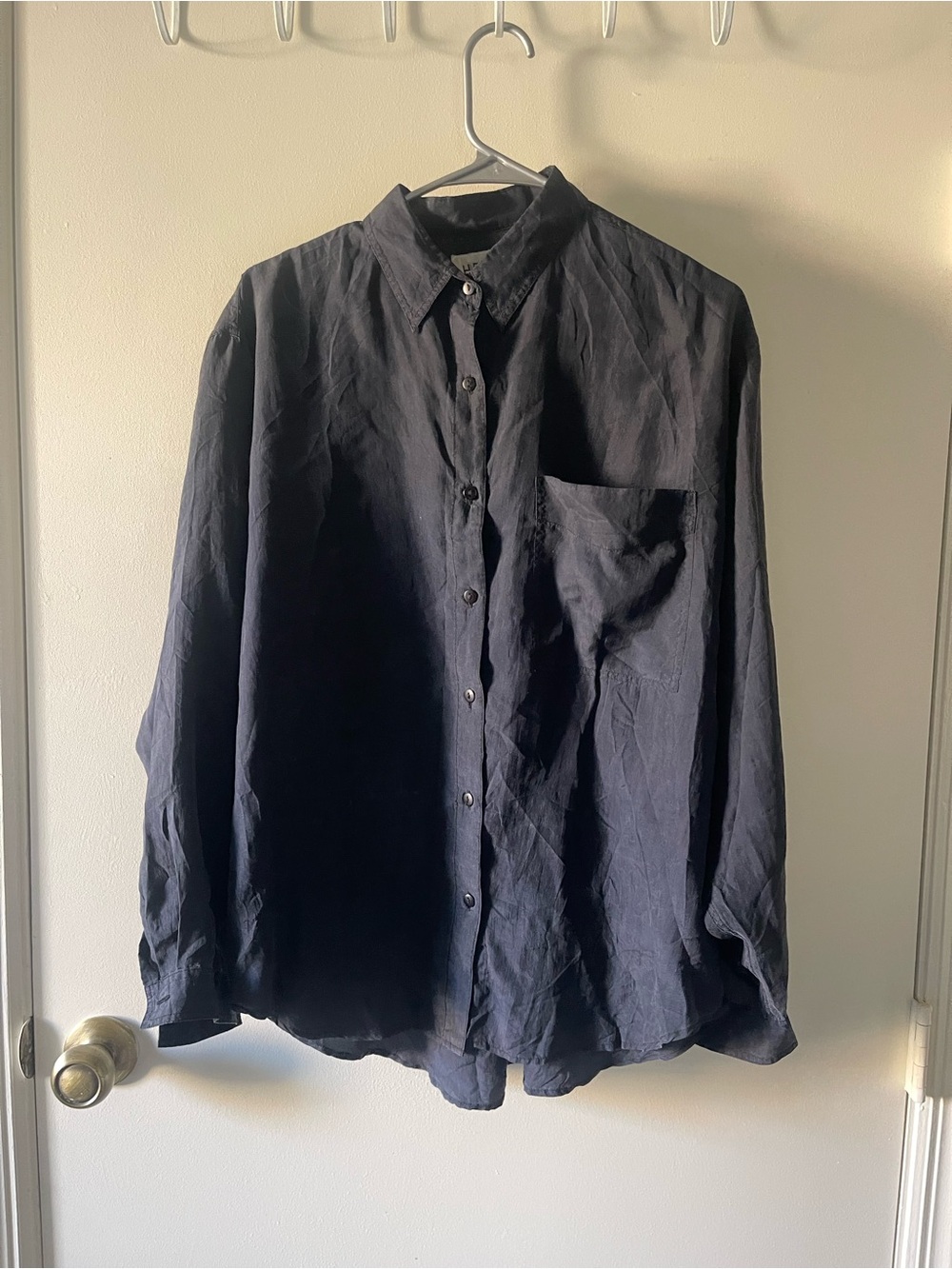 Silk Black Button-Down Shirt - Women's Oversized Top